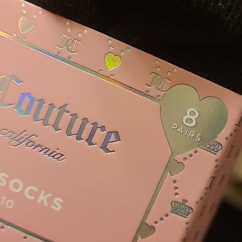Juicy Couture Black, Pink & White Socks - 8 Pairs